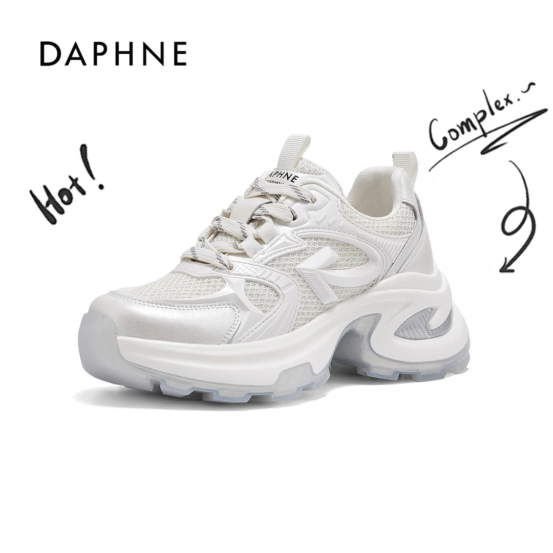 达芙妮厚底增高老爹鞋女款2025秋季新款明星同款时尚百搭网面鞋AM