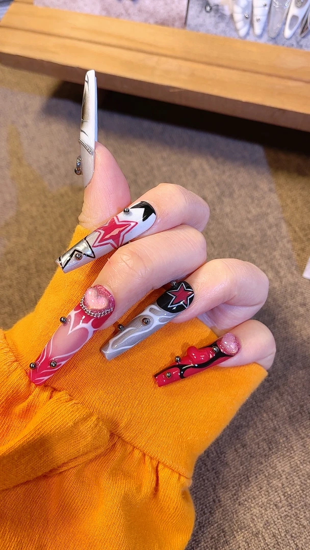 【紫韵】ins风重工小众辣妹手绘纯手工穿戴甲