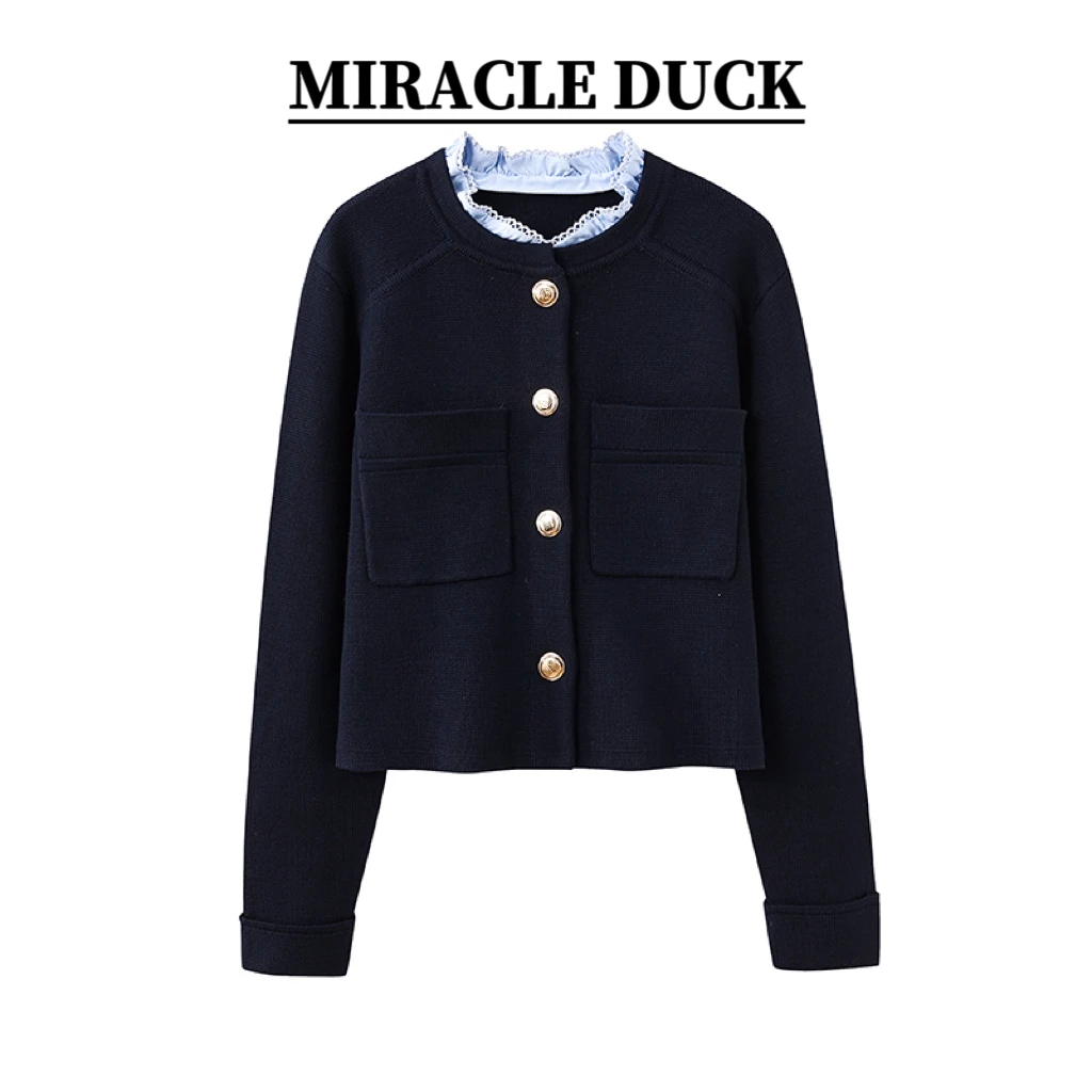 【塞纳绀蓝】秋季毛针织衫法式经典女针织开衫气质针织衫C1840