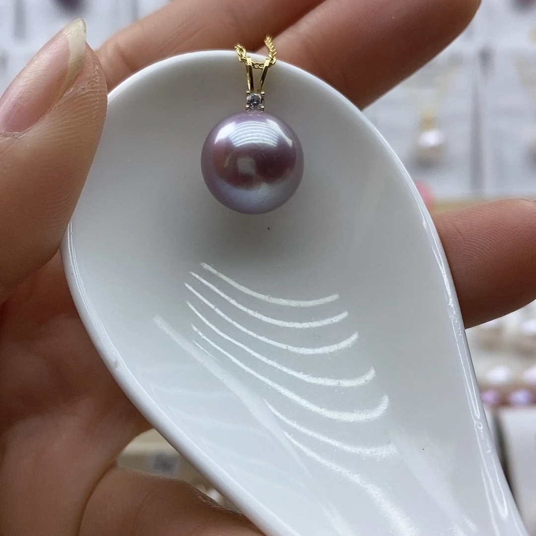 淡水珍珠吊坠(赠链)18K金镶嵌缘*