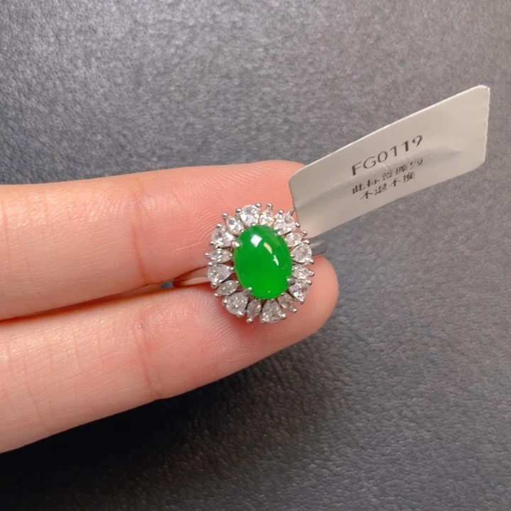 翡翠银S925镶嵌吊坠(不含链)