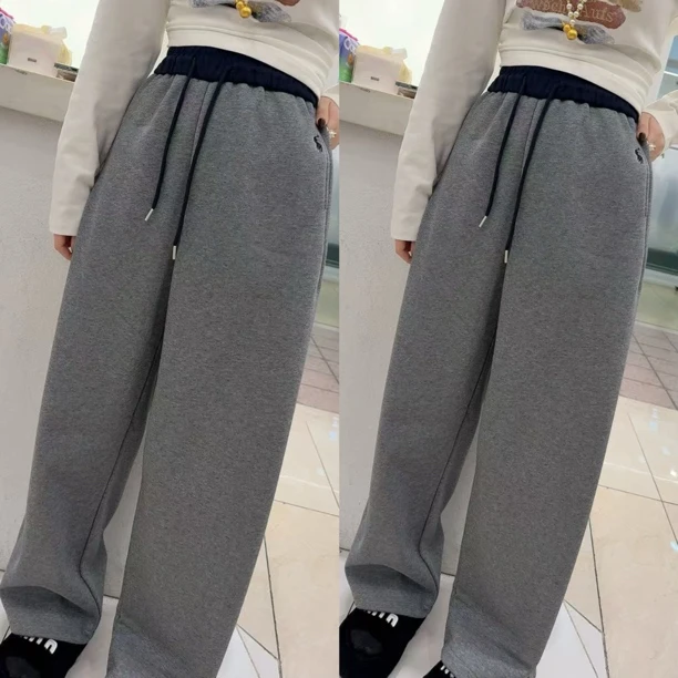 5827撞色刺绣加绒弯刀裤（裤长105左右）