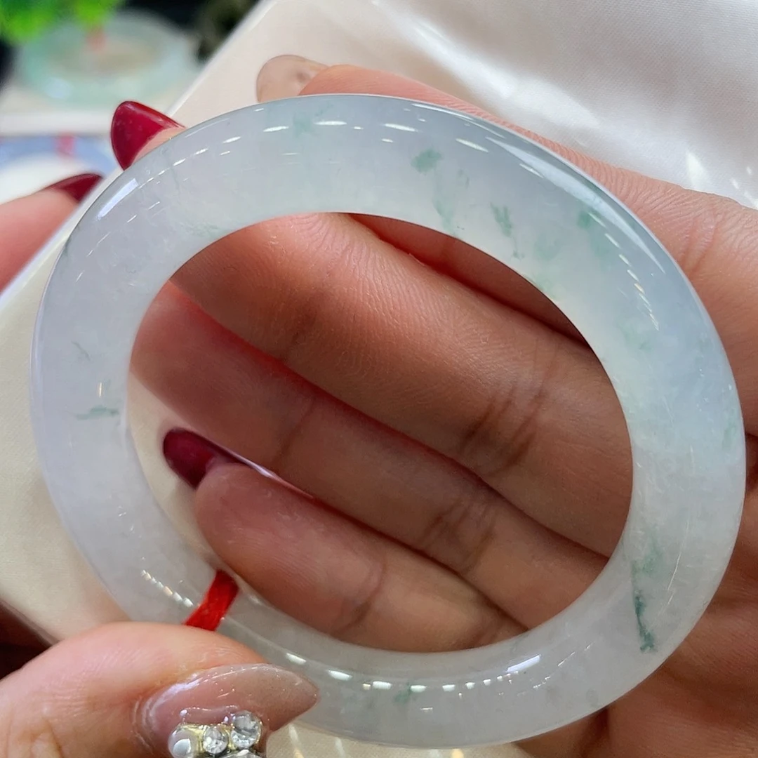 未镶嵌手镯翡翠53圈白钢飘花54号