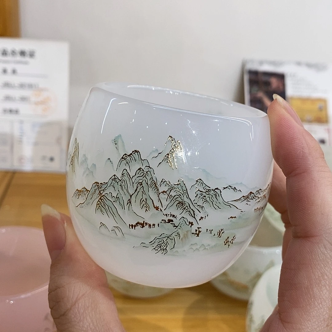 手工艺品琉璃千里江山主人杯