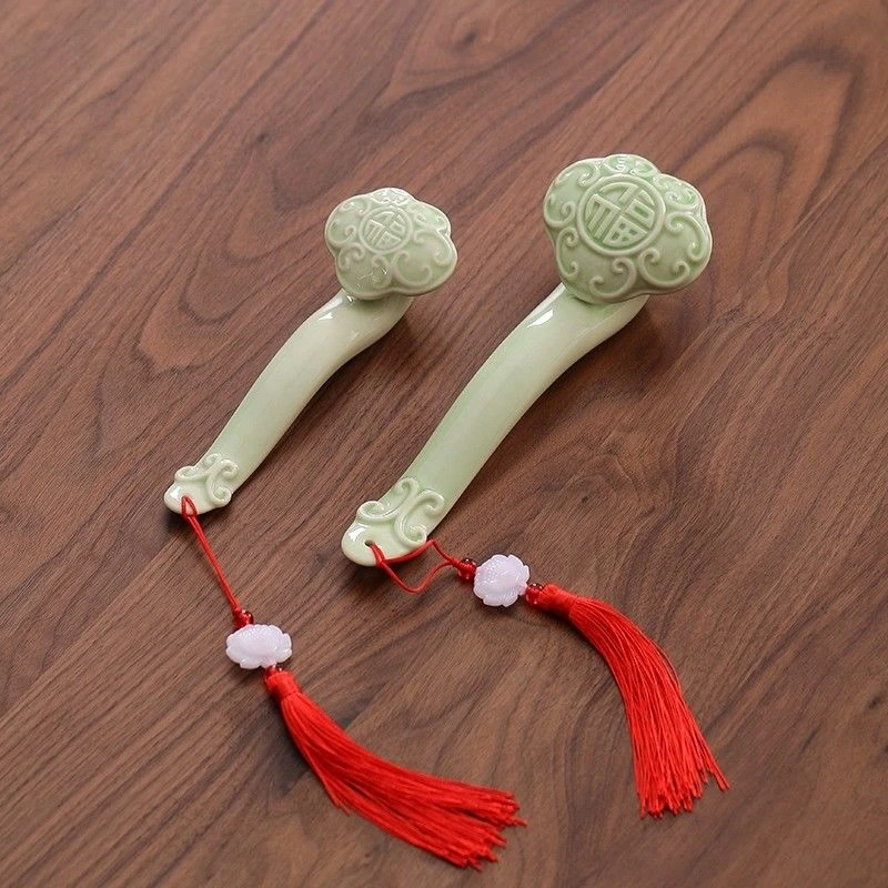 新中式招财如意摆件家居客厅陶瓷工艺品桌面装饰书房茶桌笔搁镇纸