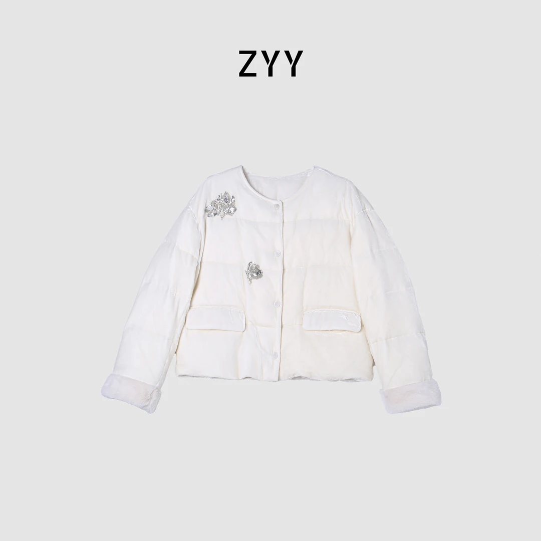ZYY【沐月听荷】2025/S新款重工钉珠刺绣羽绒服X25DYRF05881