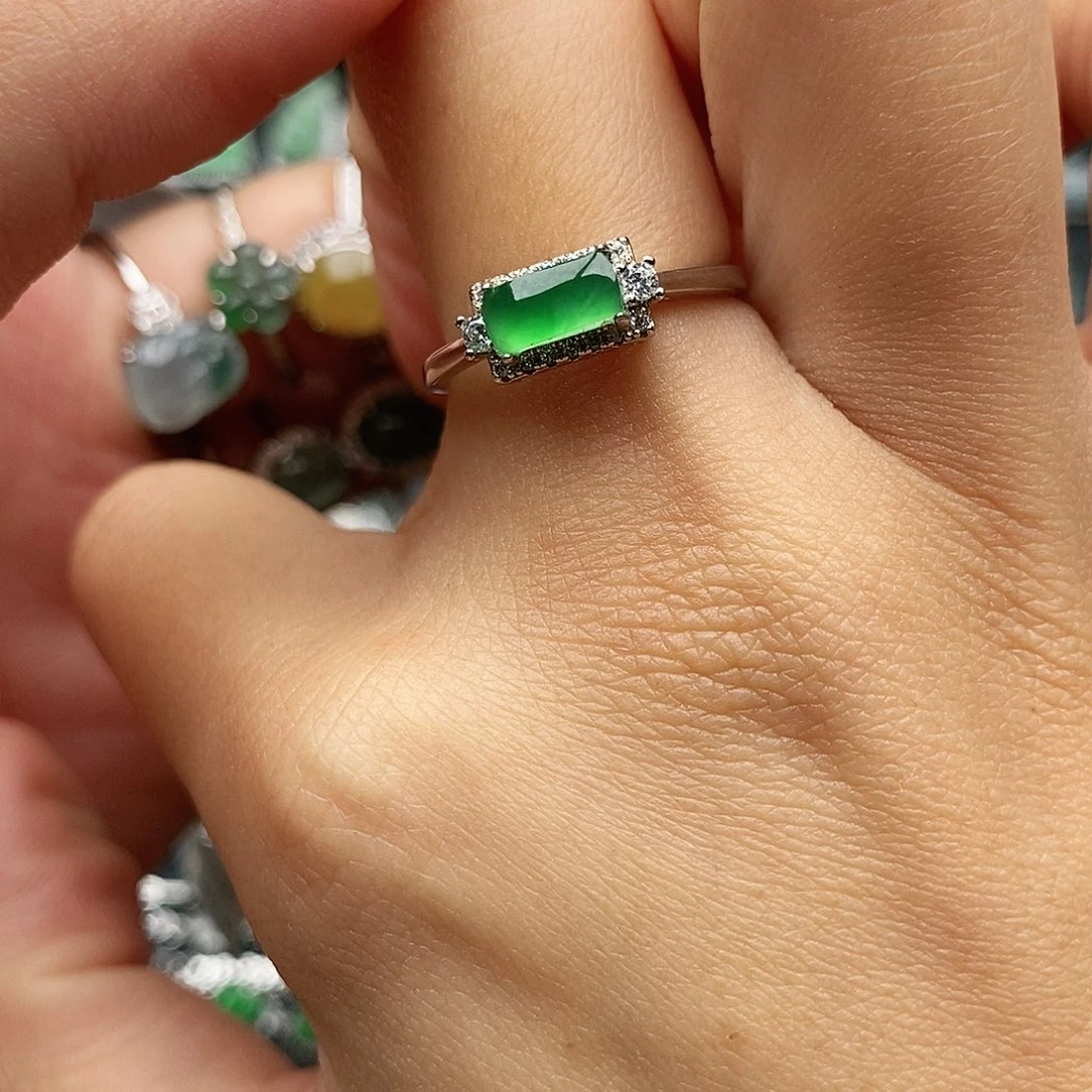 翡翠银S925镶嵌戒指