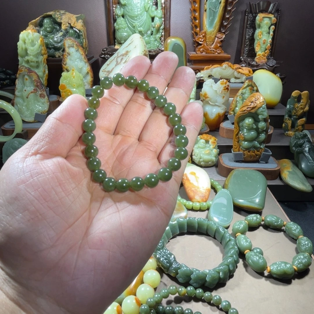 透闪石质玉手串卡8圆未镶嵌