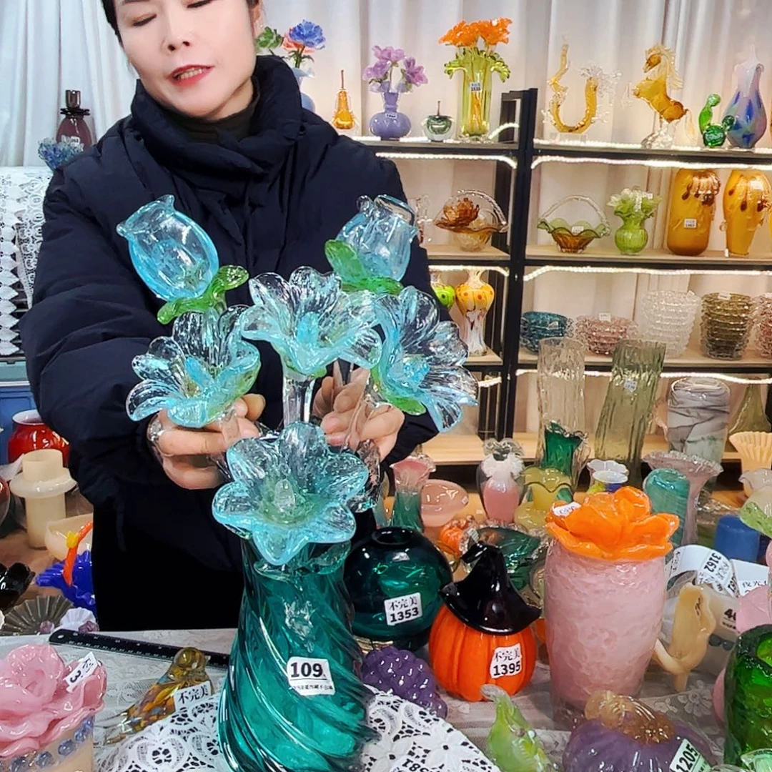 6花1瓶家悦美居琉璃摆件