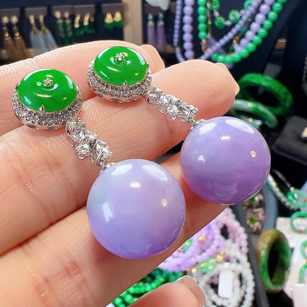 ****修18K金镶嵌翡翠耳饰签收后24小时鉴赏期