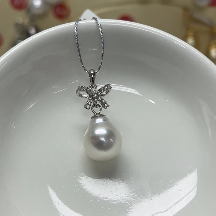 银S925镶嵌海水珍珠颈饰澳白10-11mm101