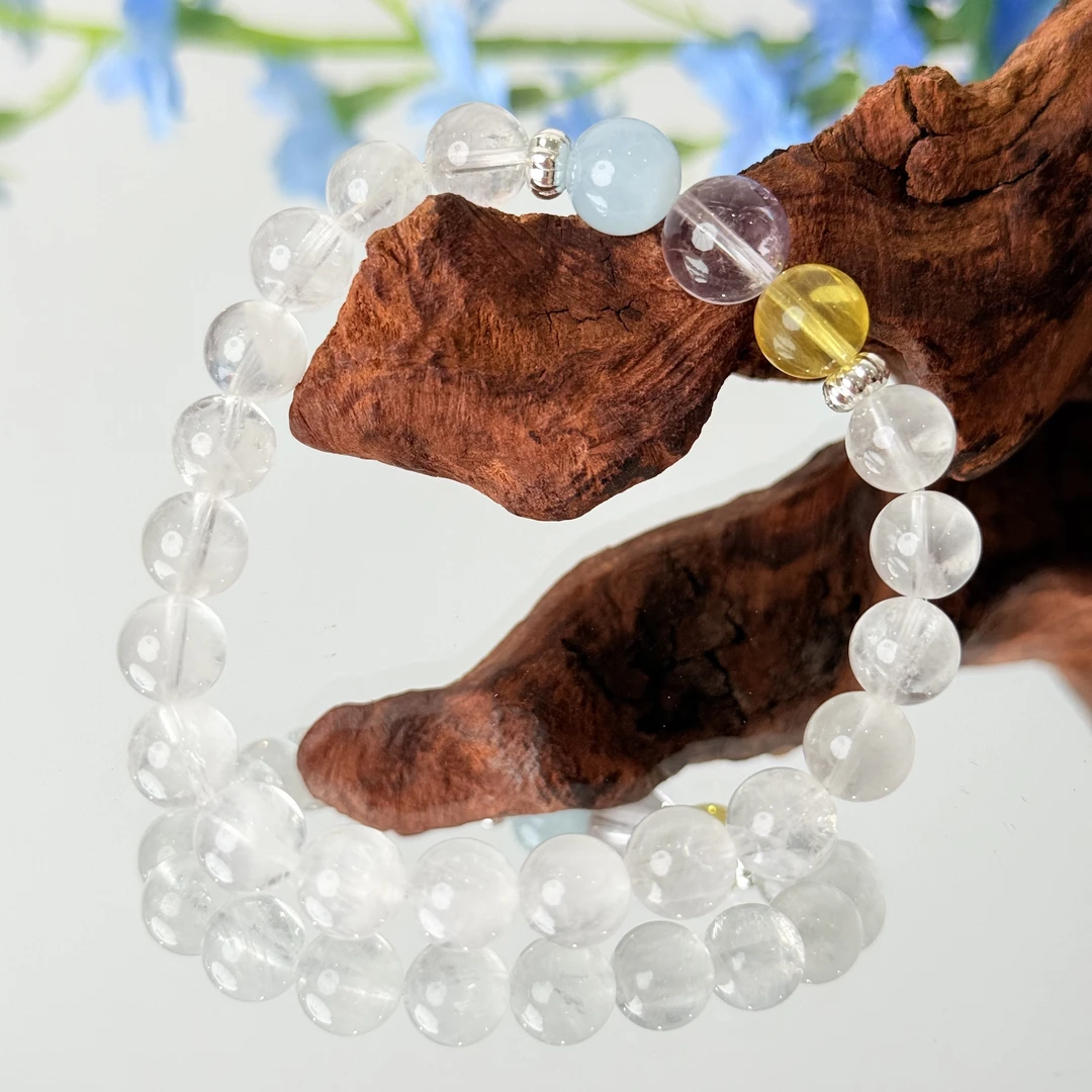 【美丽传说】白幽灵紫水等水晶8-9mm手串面小仙多样性发其一Z