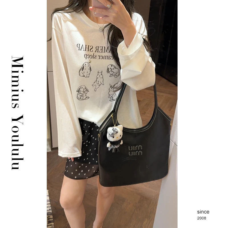 【mimius】婷婷可爱兔子印花字母宽松显瘦百搭T恤波点半身裙 G04119