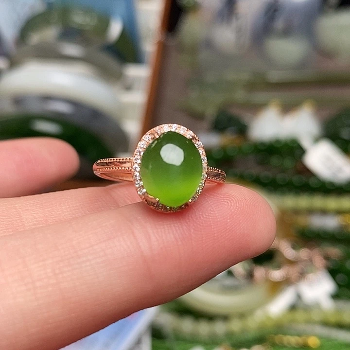 和田玉银S925镶嵌戒指