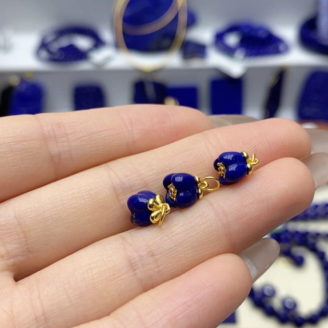 青金石银S925镀金镶嵌颈饰