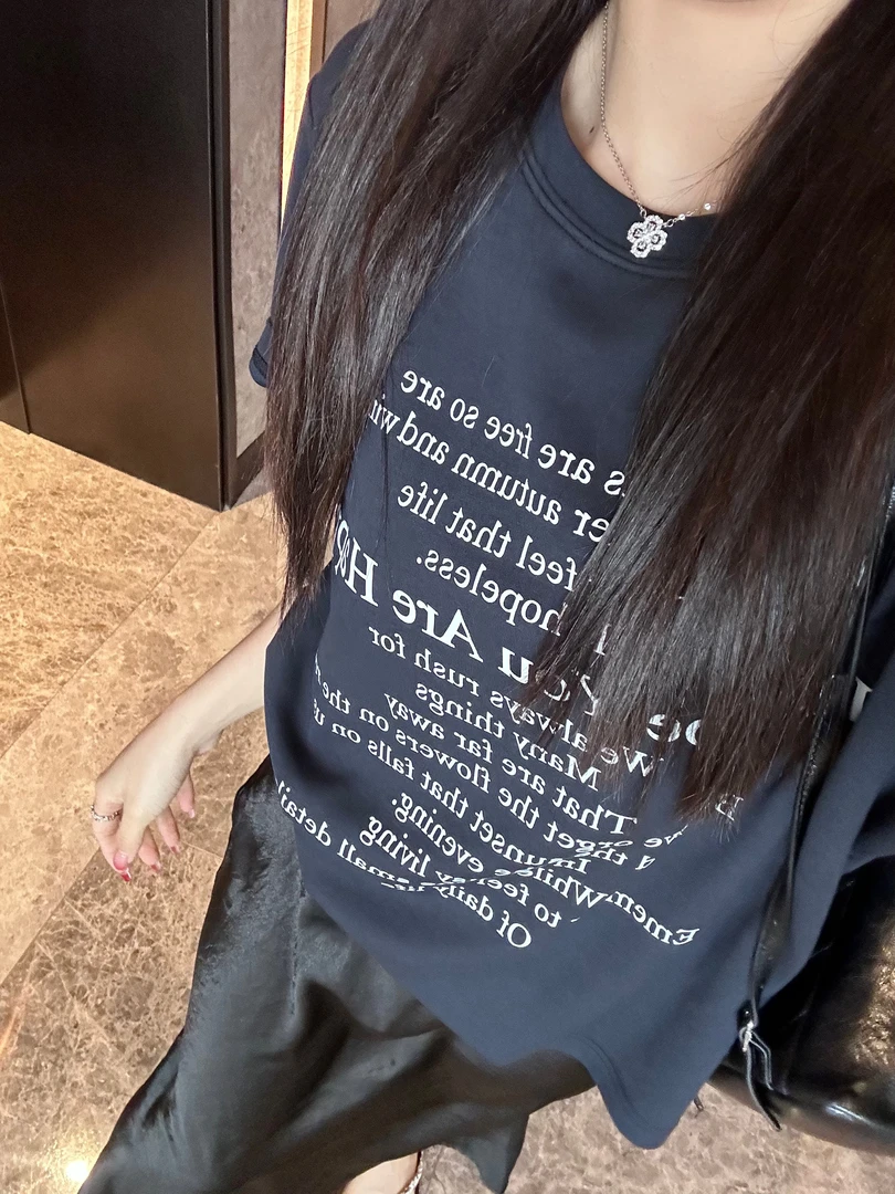 CJJ【轻盈一夏】230克重！字母T恤休闲懒惰时尚百搭夏季宽松印花圆领