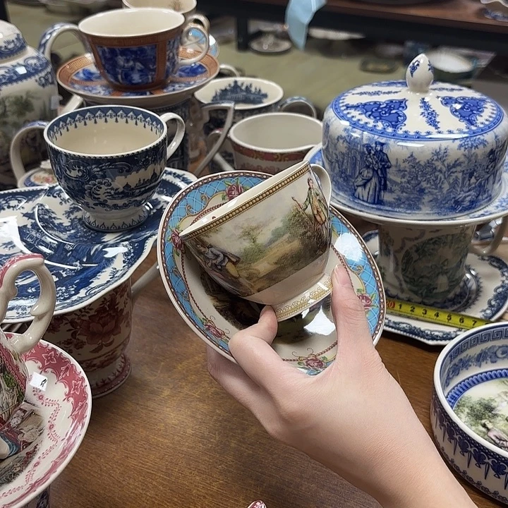 瓷片蓝蕾丝咖啡杯1111111