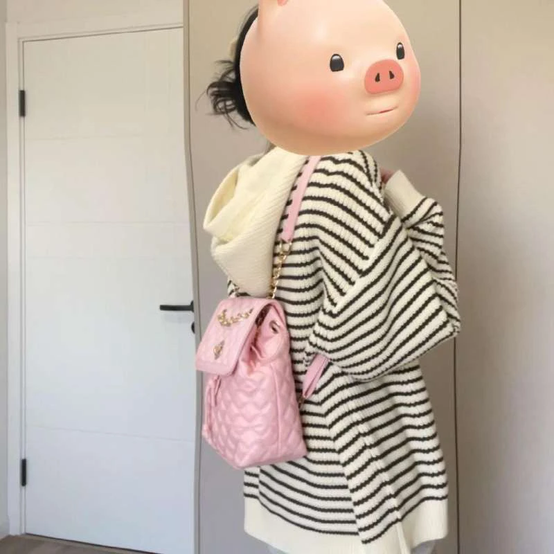 韩系连帽条纹毛衣外套女秋冬季2025新款chic慵懒针织开衫上衣加厚