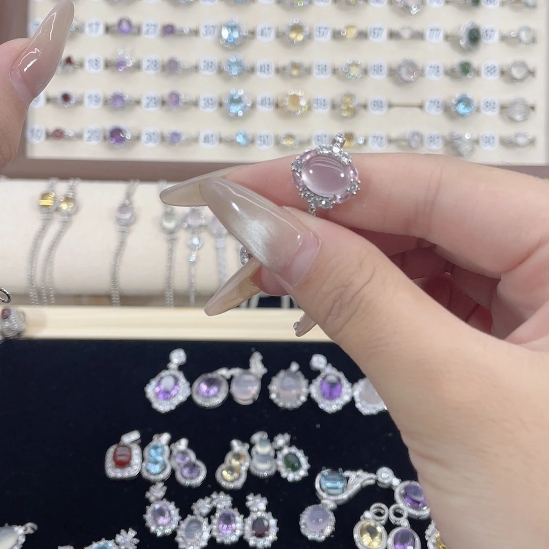 ****银S925镶嵌戒指芙蓉石