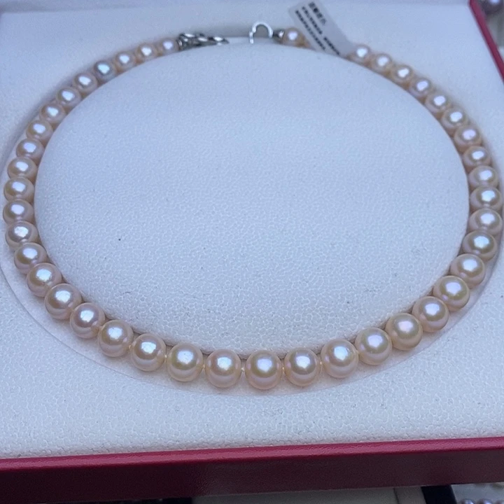 淡水珍珠项链未镶嵌9-9.5m无核 粉色