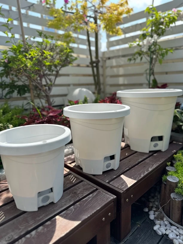 二培储水型懒人花盆/白咖蓝三色可选/默认发白色/拍下备注颜色