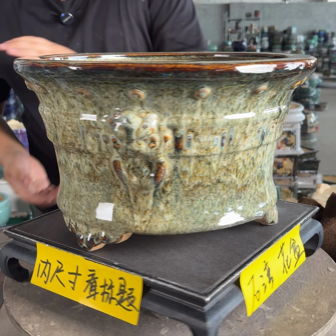 。一风堂石湾花盆 高温裂 内29*16