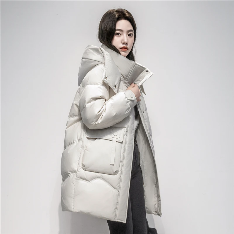 品哥弟新秋冬新款加厚棉服松弛感冬装中长款棉服服女时尚百搭