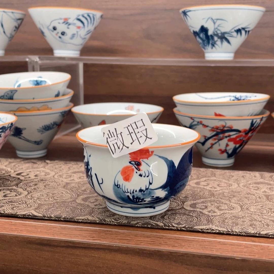 釉下手绘茶具微瑕