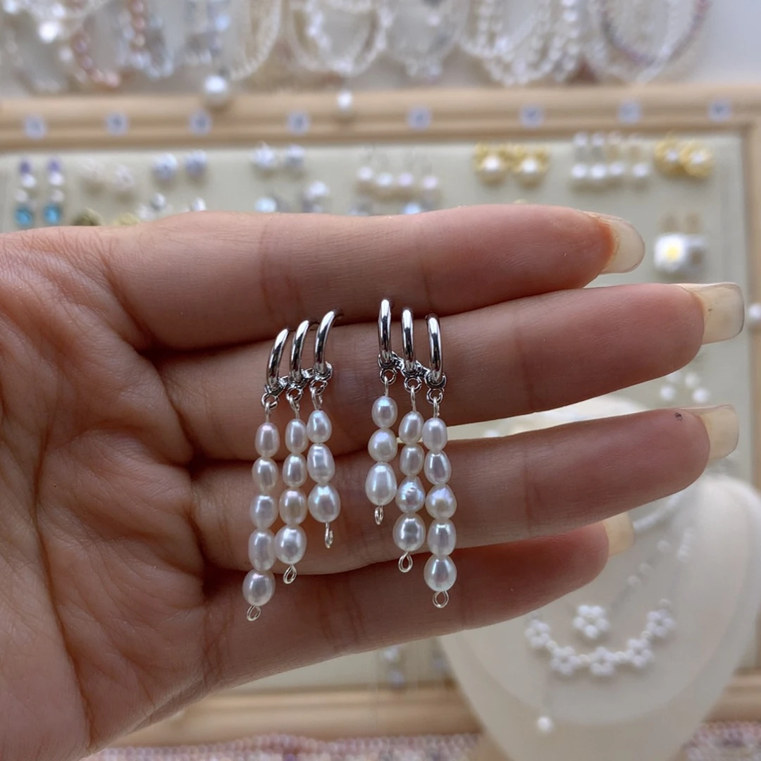 银S925镶嵌淡水珍珠耳饰