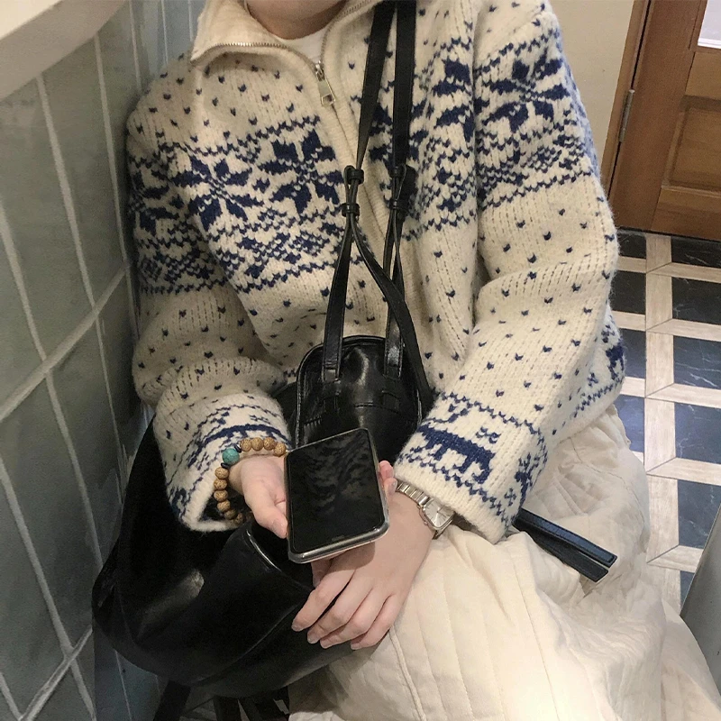 费尔岛毛衣外套女初春冬季2025韩系慵懒高级感针织开衫上衣6954