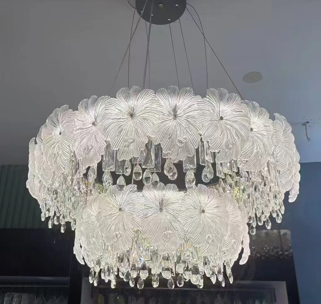 烟花轻奢法式吊灯客厅全光谱护眼2025新款设计师艺术玻璃卧室吊灯