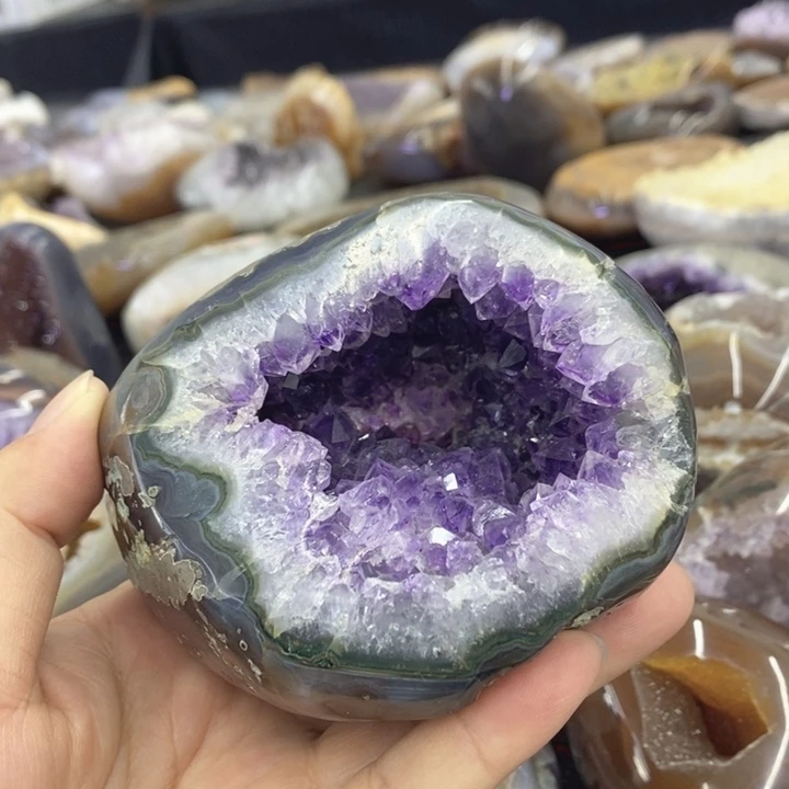 未镶嵌珠宝半成品水晶紫晶钱袋子