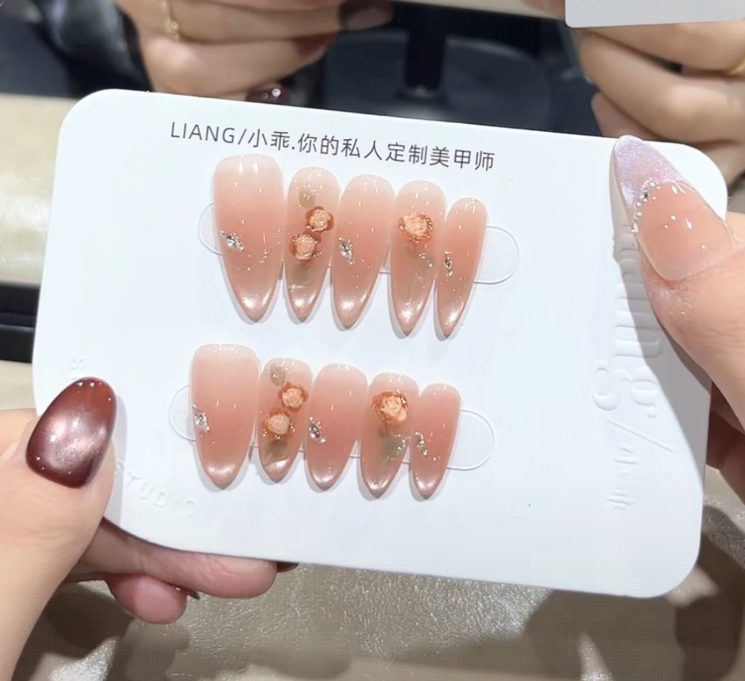 【干枯玫瑰2】高端 纯手工 定制 穿戴甲 轻奢美甲显白气质穿戴式