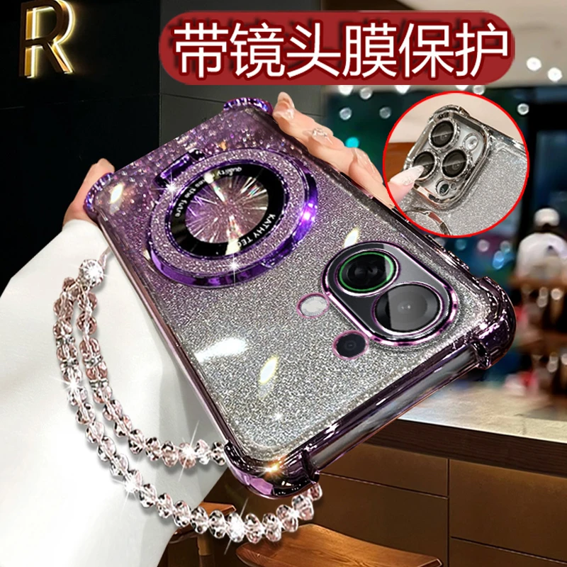 适用OPPOK13TurboPro手机壳5G女潮 新款PLE110硅胶全包边闪粉软壳