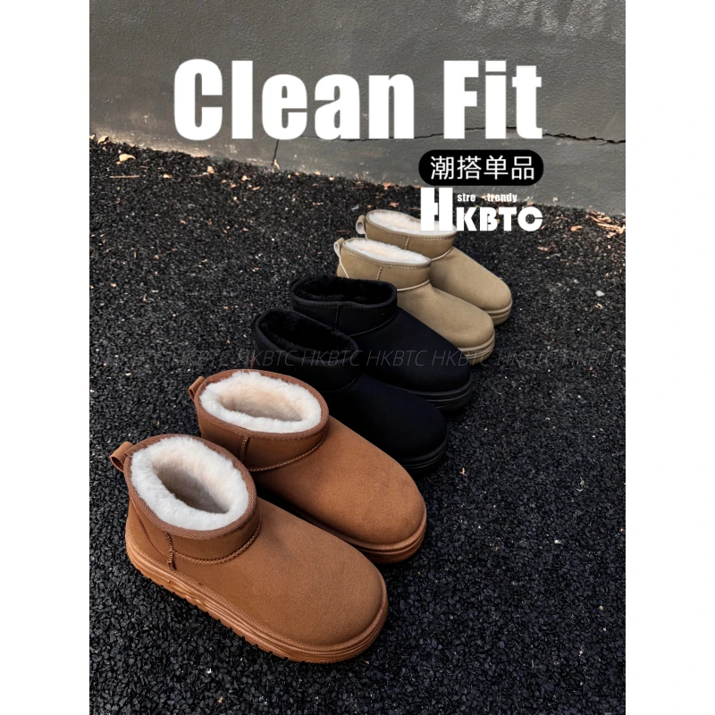 HKBTCstreet trendy 雪地靴男款冬季加绒保暖棉鞋情侣亲子面包鞋