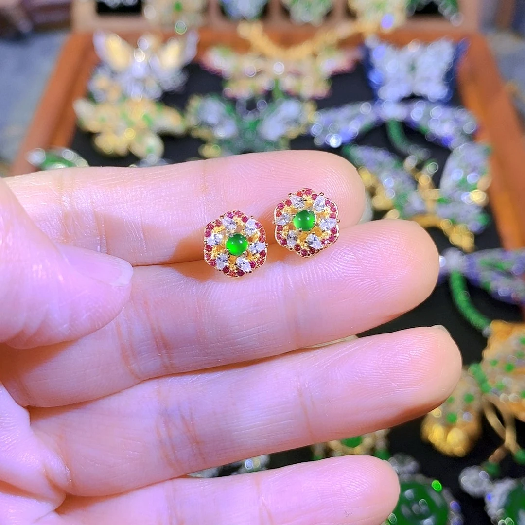 吊坠(不含链)银S925镶嵌翡翠