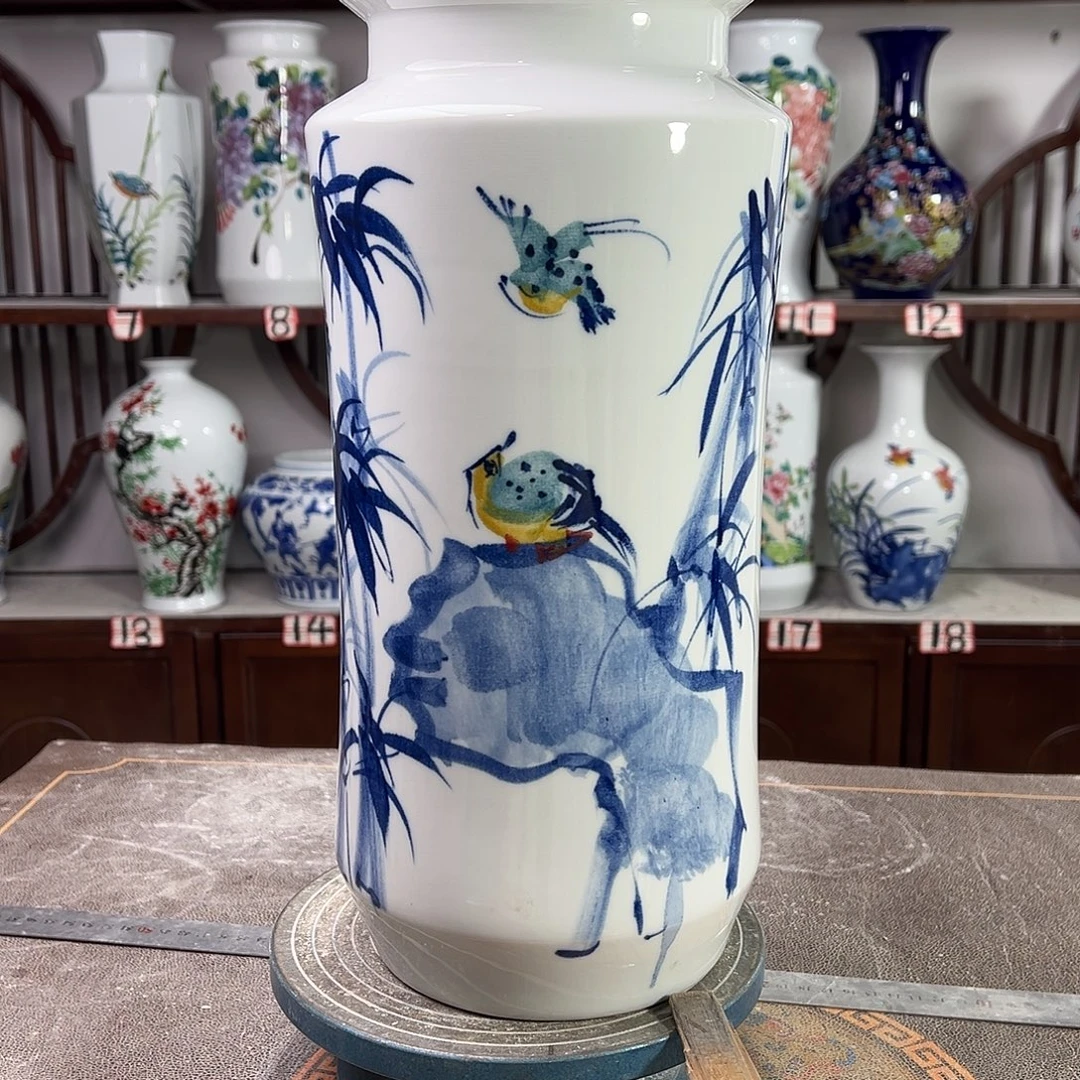 陶摆件景德镇陶瓷书竹鸟