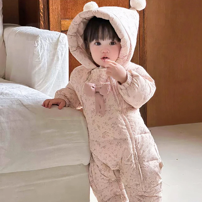 【90白鸭绒】宝宝婴幼儿羽绒服连体衣满月周岁礼服爬服冬季外出服