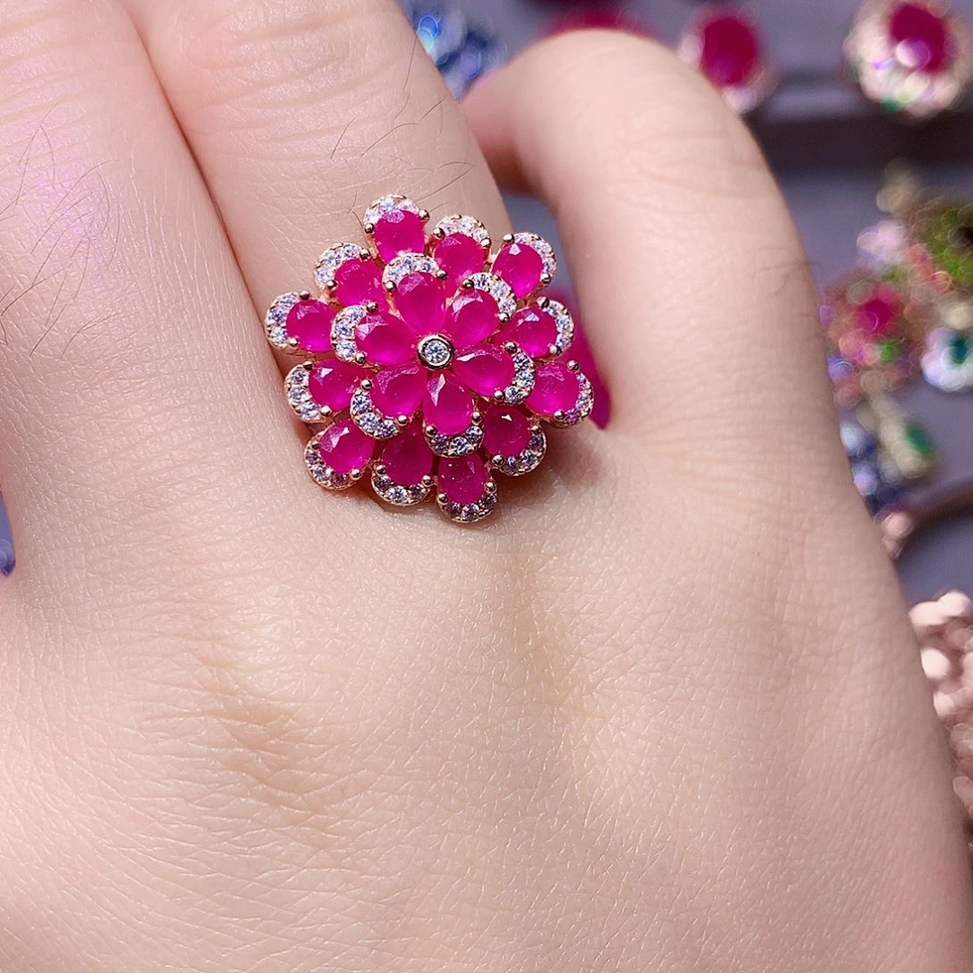 银S925镶嵌戒指红宝石