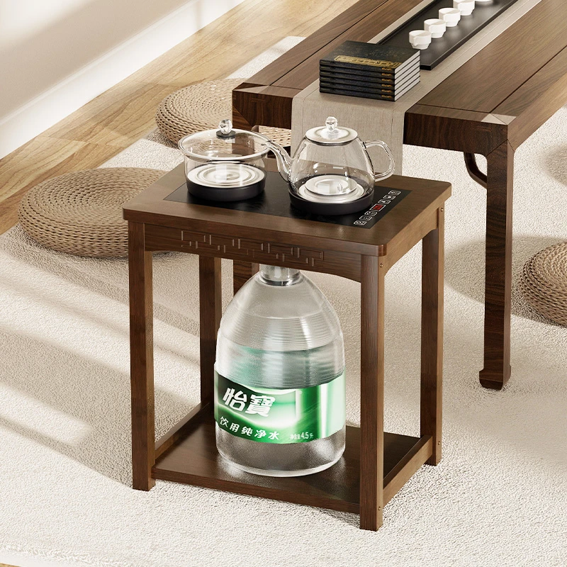 茶桌家用小茶台边柜侧柜泡茶吧几茶几烧水壶一体置水桶架茶水柜子
