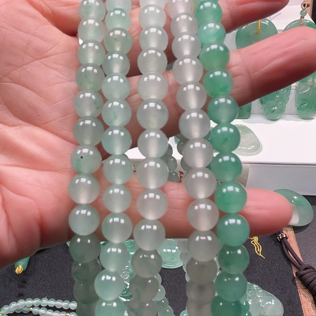 石英质玉项链合金108颗卡8