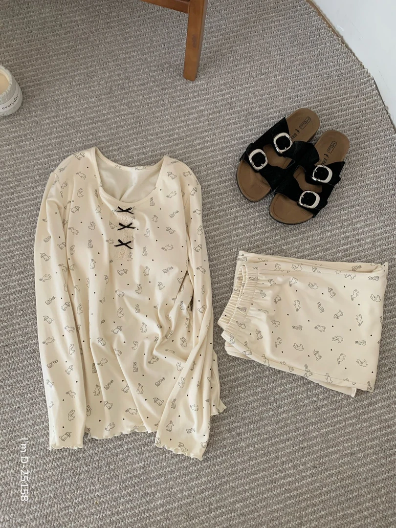 FUJIA STYLE新款时尚百搭简约气质休闲小韩风睡衣体重D25158