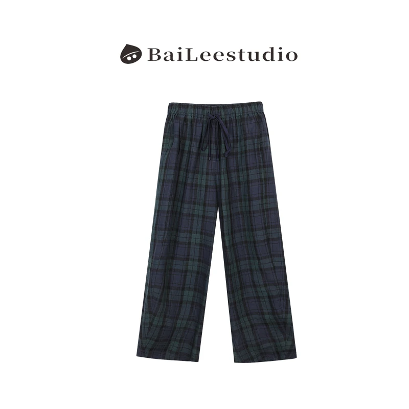 【柏栗良品】2025夏新品~日系原宿风格纹百搭直筒亚麻休闲裤女L495