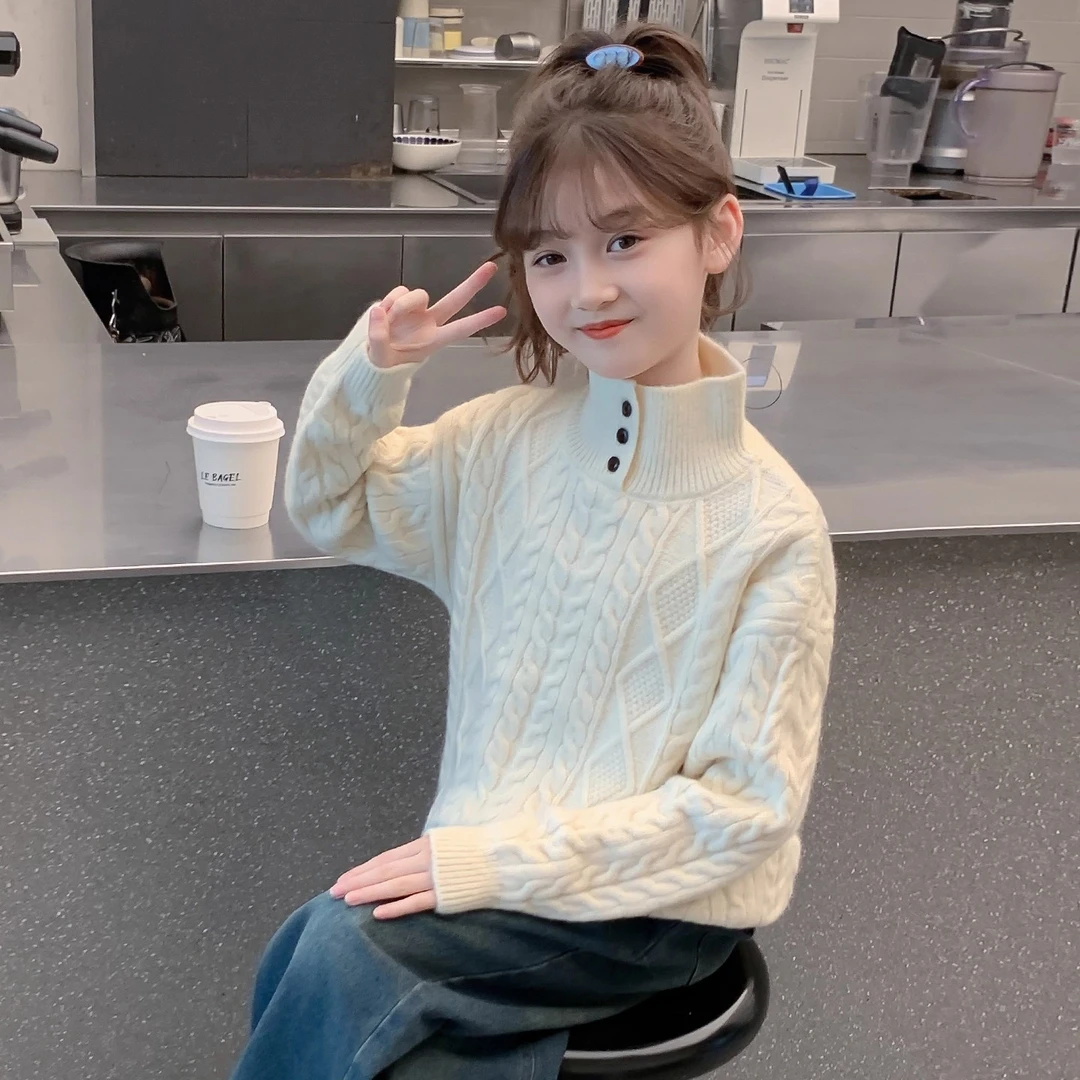 女童毛衣秋冬款2025新款儿童网红洋气超好看针织打底女孩冬装上衣