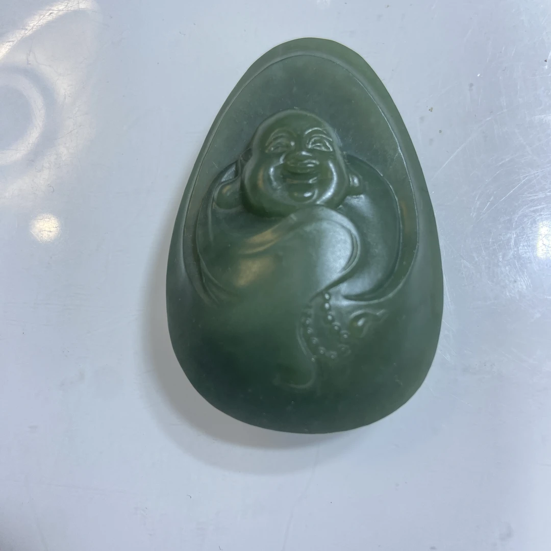 析木绿仿古挂件手握立体手工精雕佛公