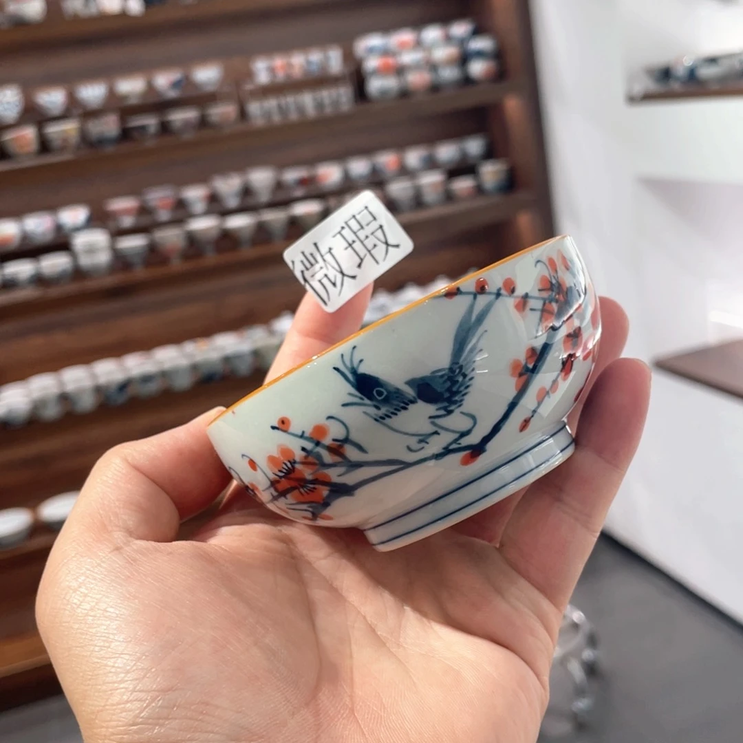 釉下手绘茶具微瑕
