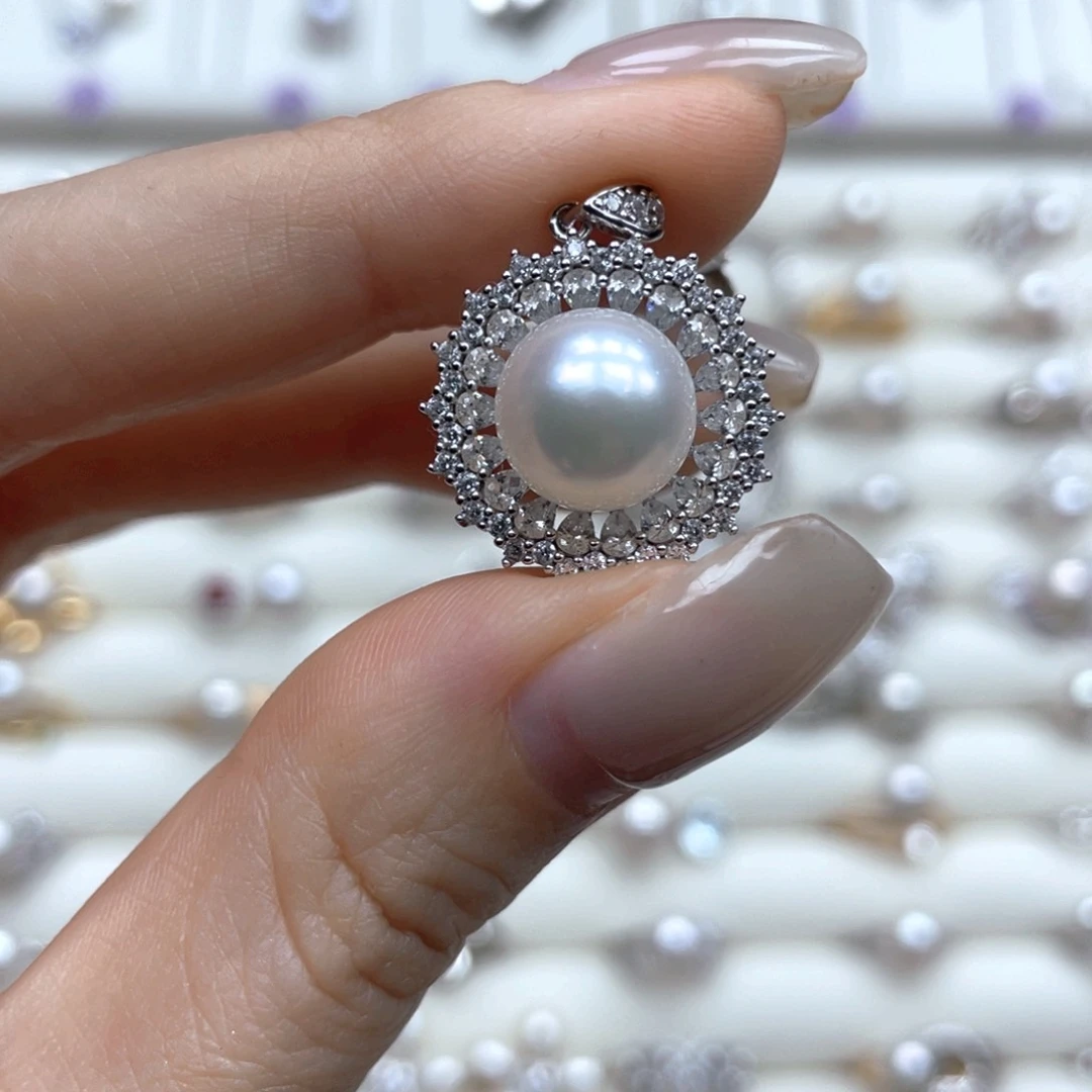 海水珍珠银S925镶嵌吊坠(不含链)