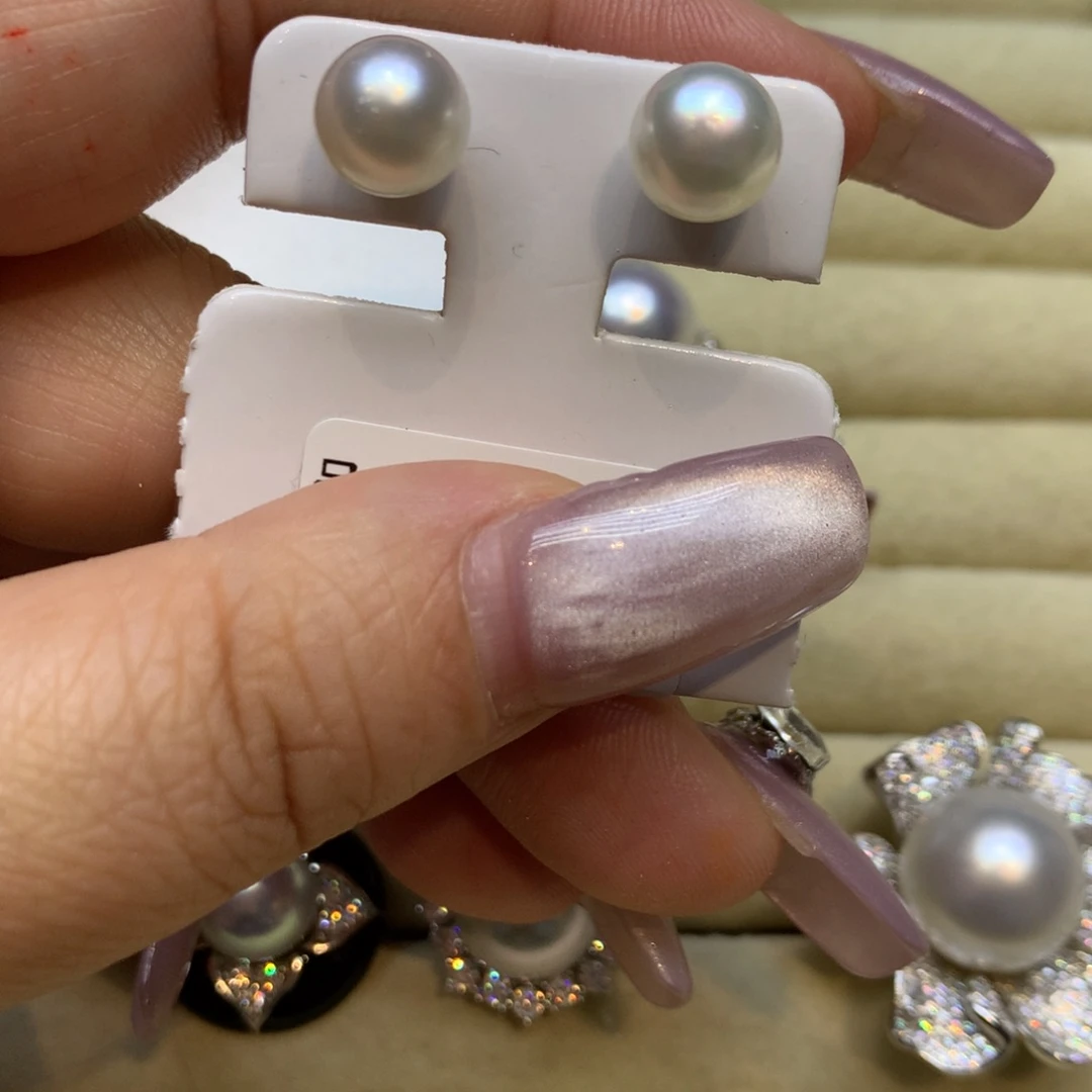 银S925镶嵌耳饰海水珍珠