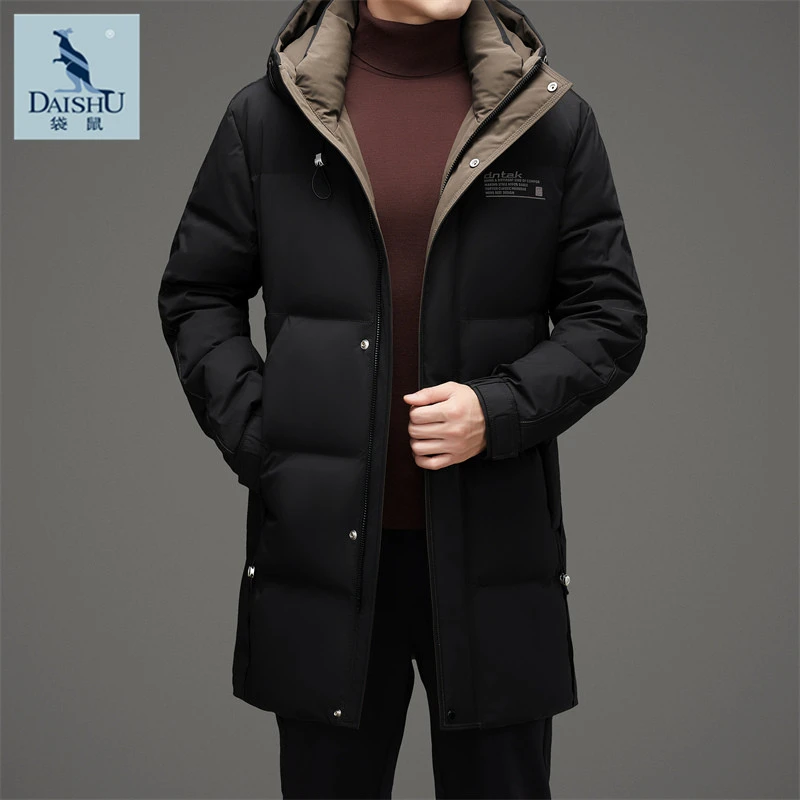 男士加厚中长户外冬季新款日常休闲连帽男装羽绒服防风鸭绒保暖潮