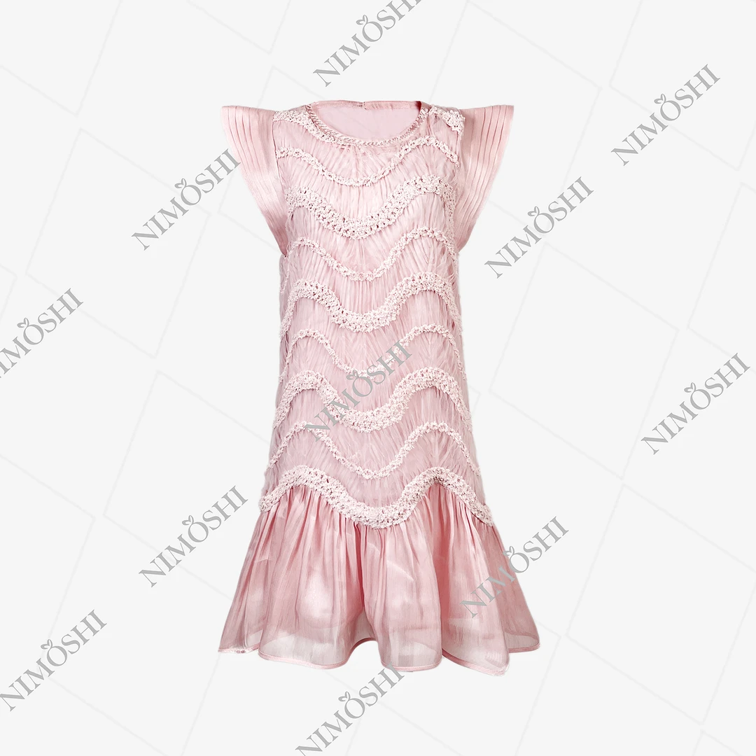 NIMðSHI【大头】公主显瘦时尚设计感飞飞袖连衣裙女Q1380